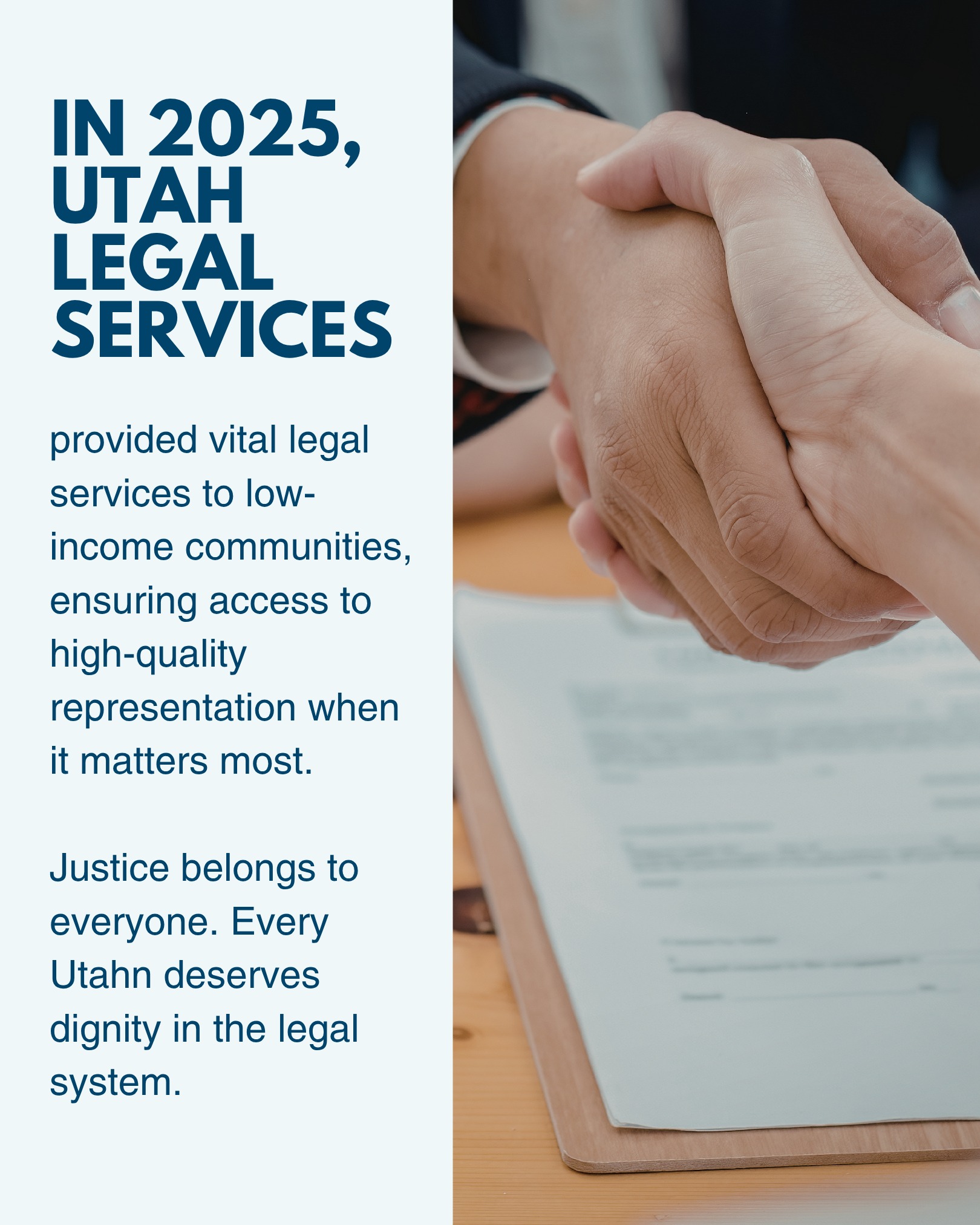 Graphic: in 2025 Utah Legal Services provided vital legal services to low-income communities